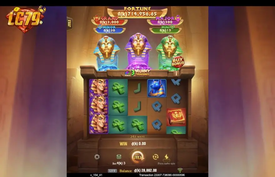 Ảnh màn hình gameplay game 3 Mummy Treasures (slot JILI) chơi tại LC79