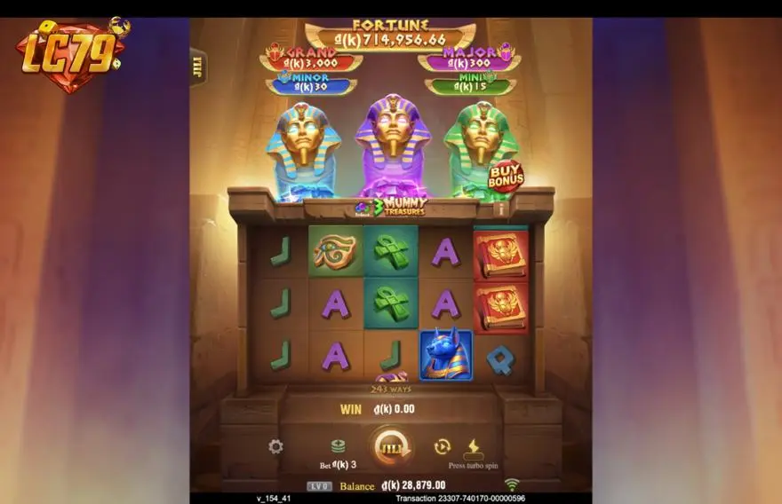 Ảnh bảng biểu tượng & tính năng game 3 Mummy Treasures (slot JILI) chơi tại LC79