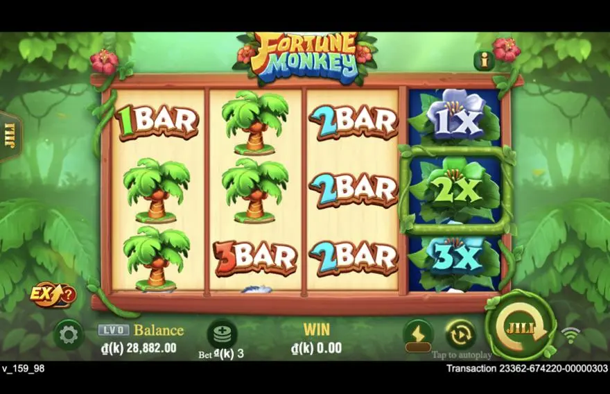 Ảnh bảng biểu tượng & tính năng game Fortune Monkey (slot JILI) chơi tại LC79